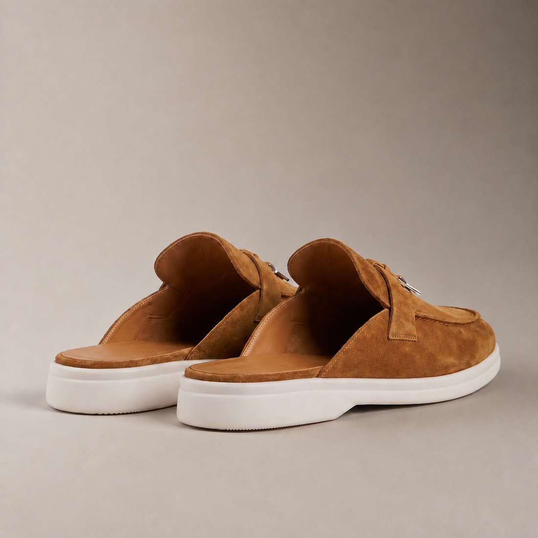 Men's Suede Metal Buckle Loafer Mules