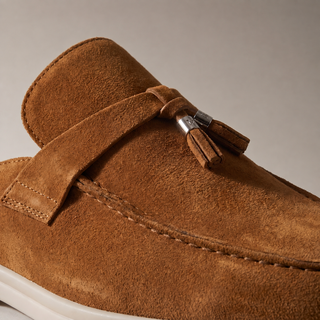 Men's Suede Metal Buckle Loafer Mules