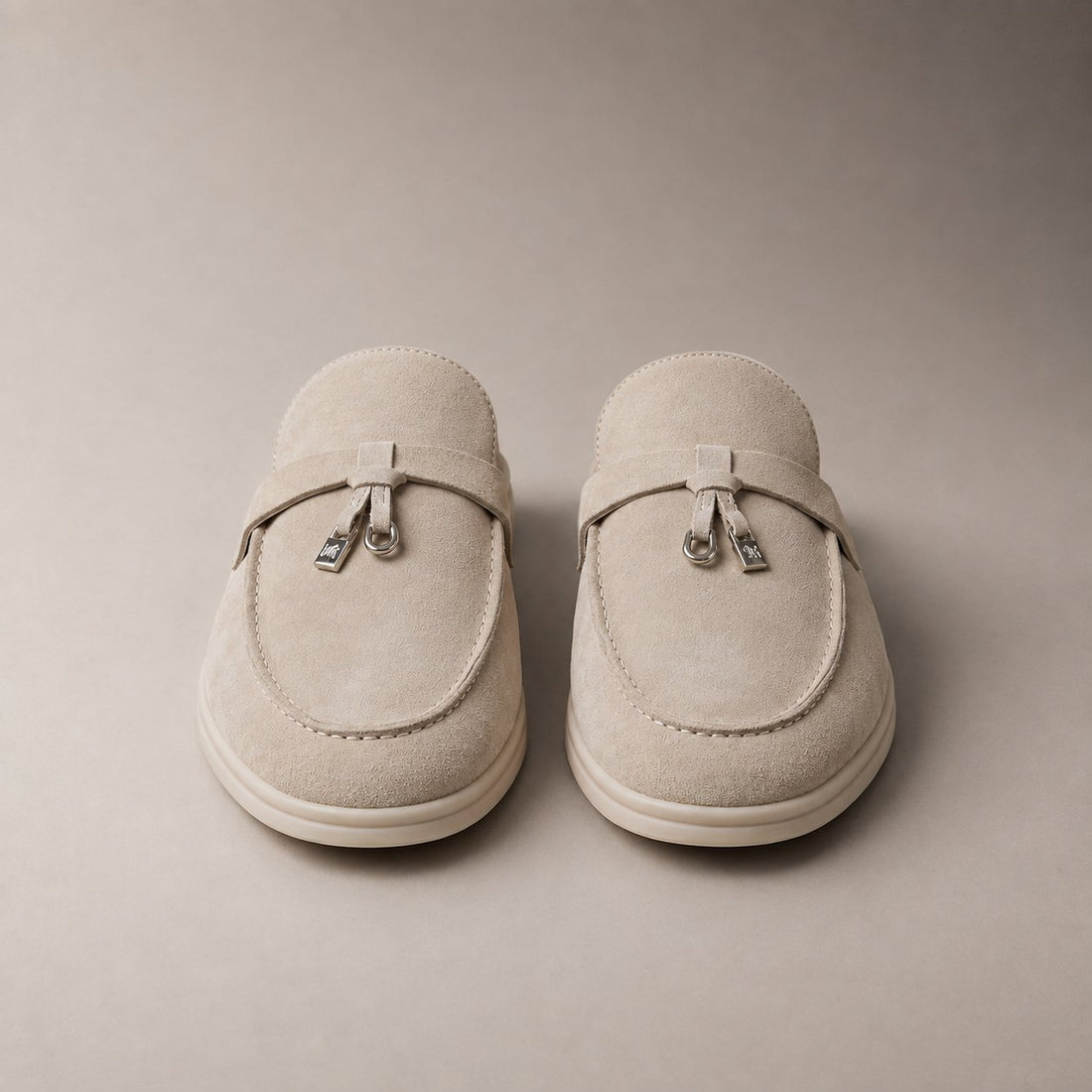 Men's Suede Metal Buckle Loafer Mules