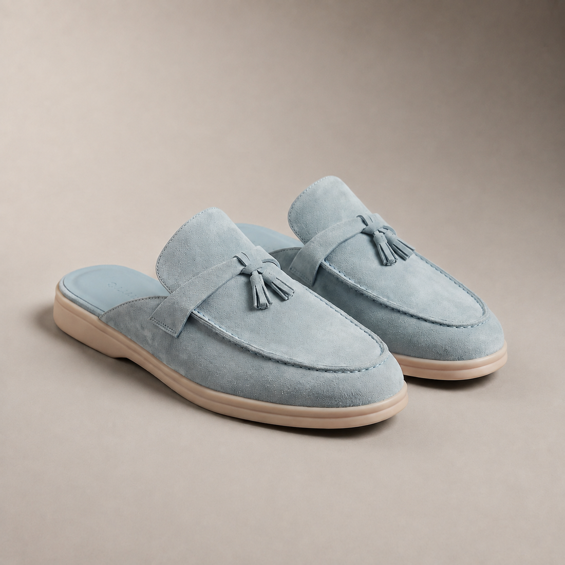 Men's Suede Metal Buckle Loafer Mules
