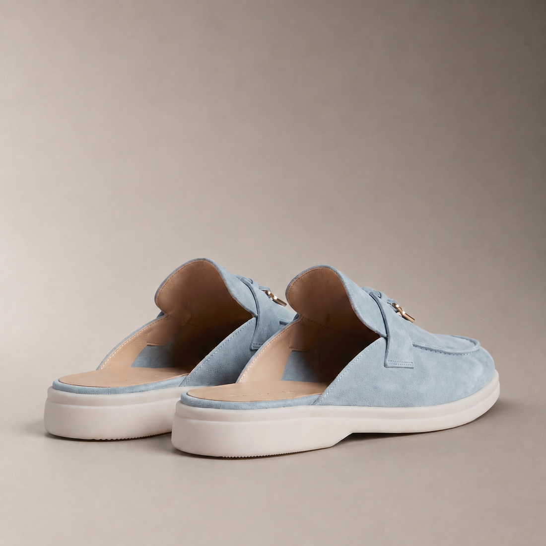 Men's Suede Metal Buckle Loafer Mules