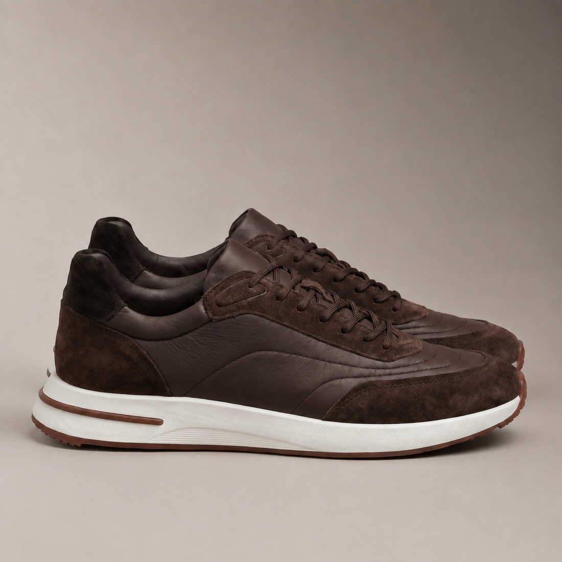 Men's Suede Panel Lace-Up Trainers