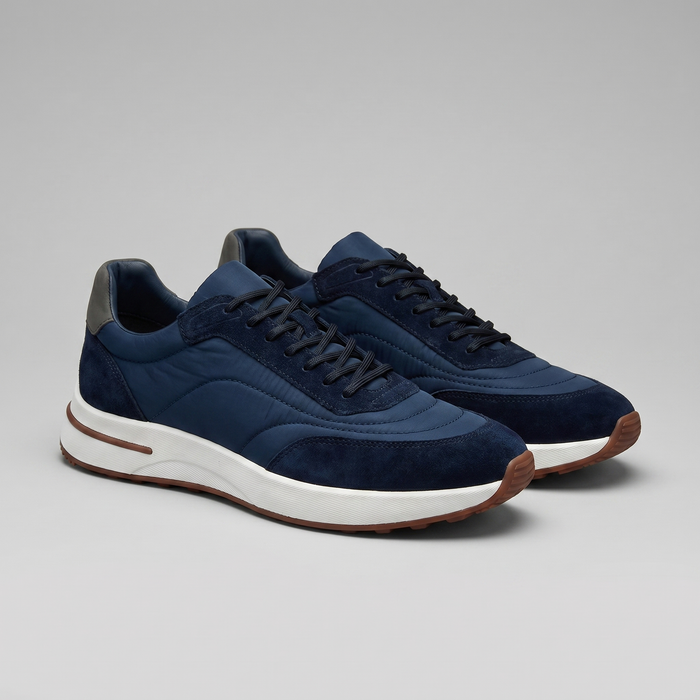 Men's Suede Panel Lace-Up Trainers