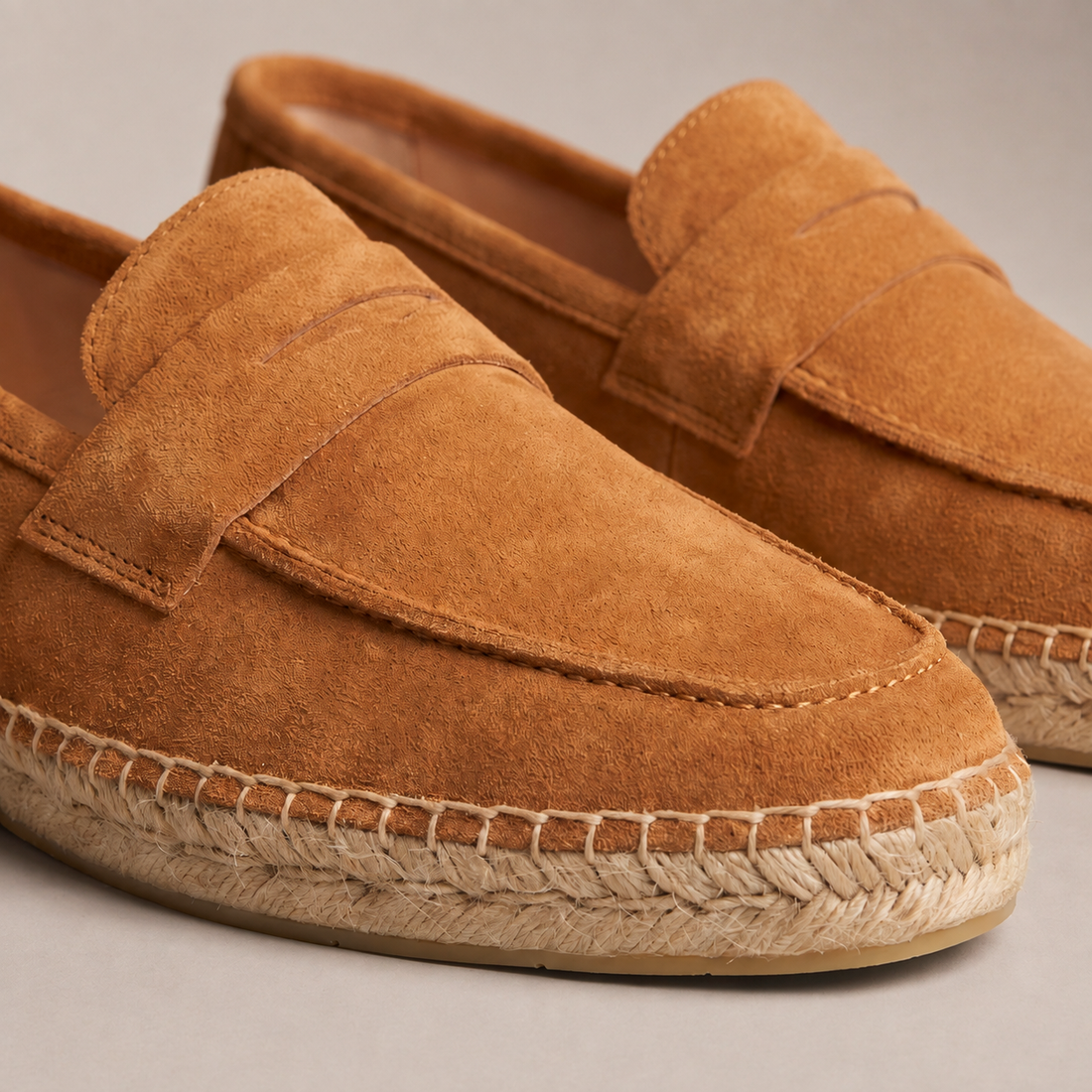 Men's Suede Penny Espadrille Loafers
