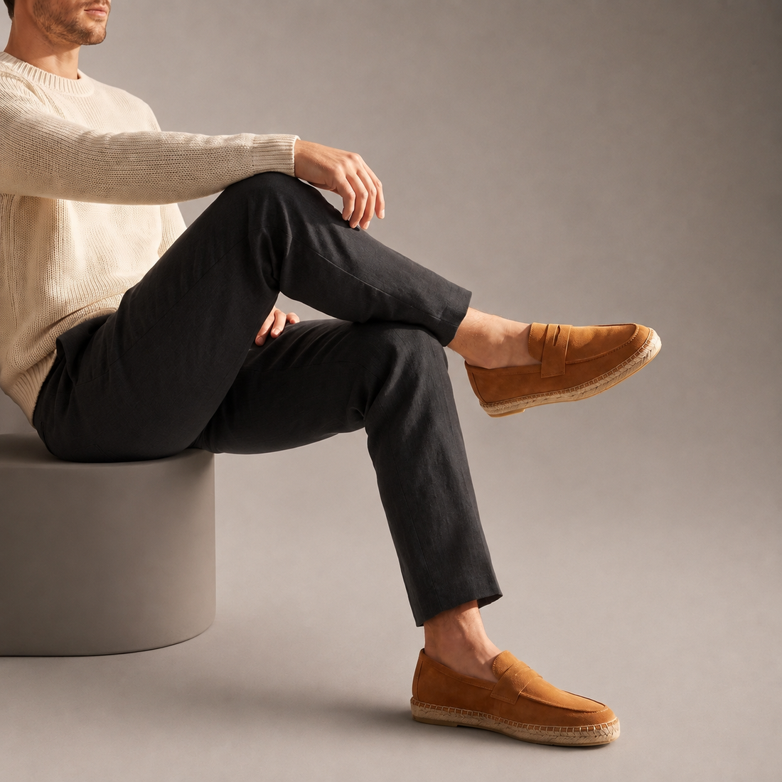 Men's Suede Penny Espadrille Loafers