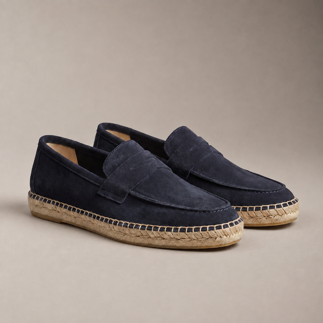 Men's Suede Penny Espadrille Loafers