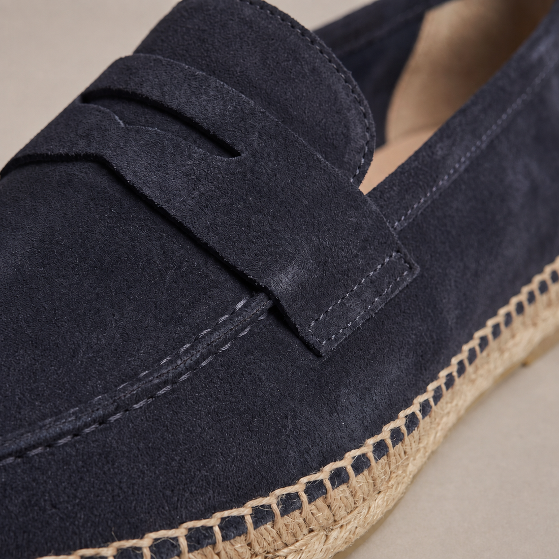 Men's Suede Penny Espadrille Loafers