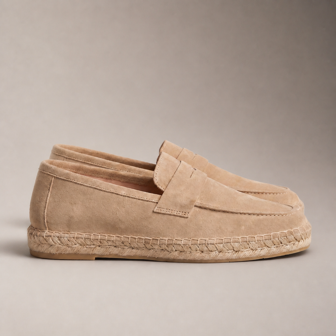 Men's Suede Penny Espadrille Loafers