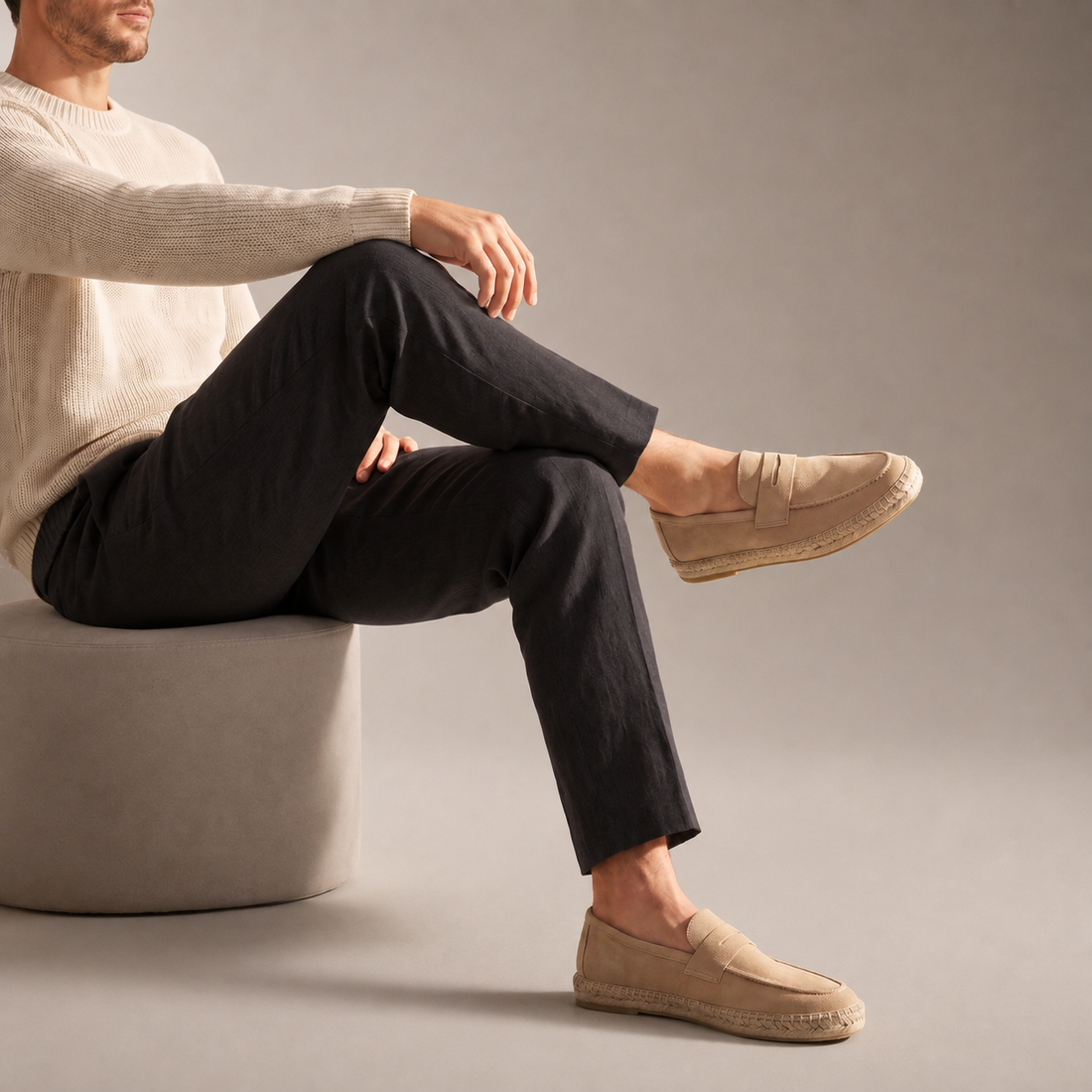 Men's Suede Penny Espadrille Loafers