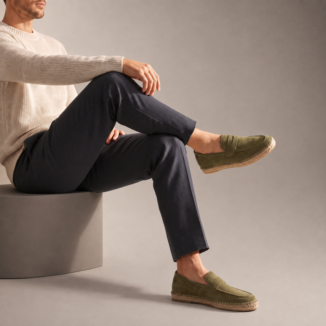 Men's Suede Penny Espadrille Loafers