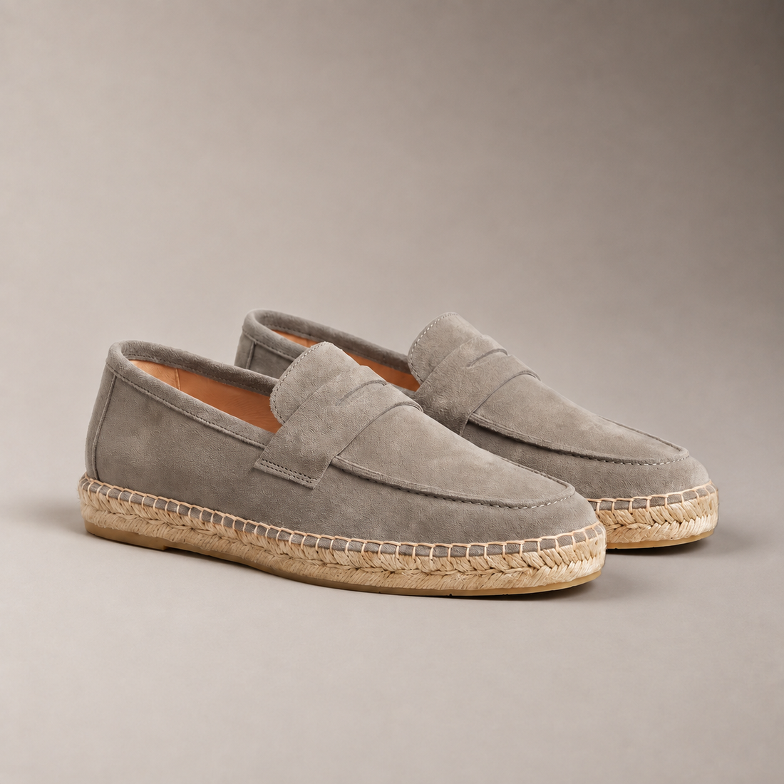 Men's Suede Penny Espadrille Loafers
