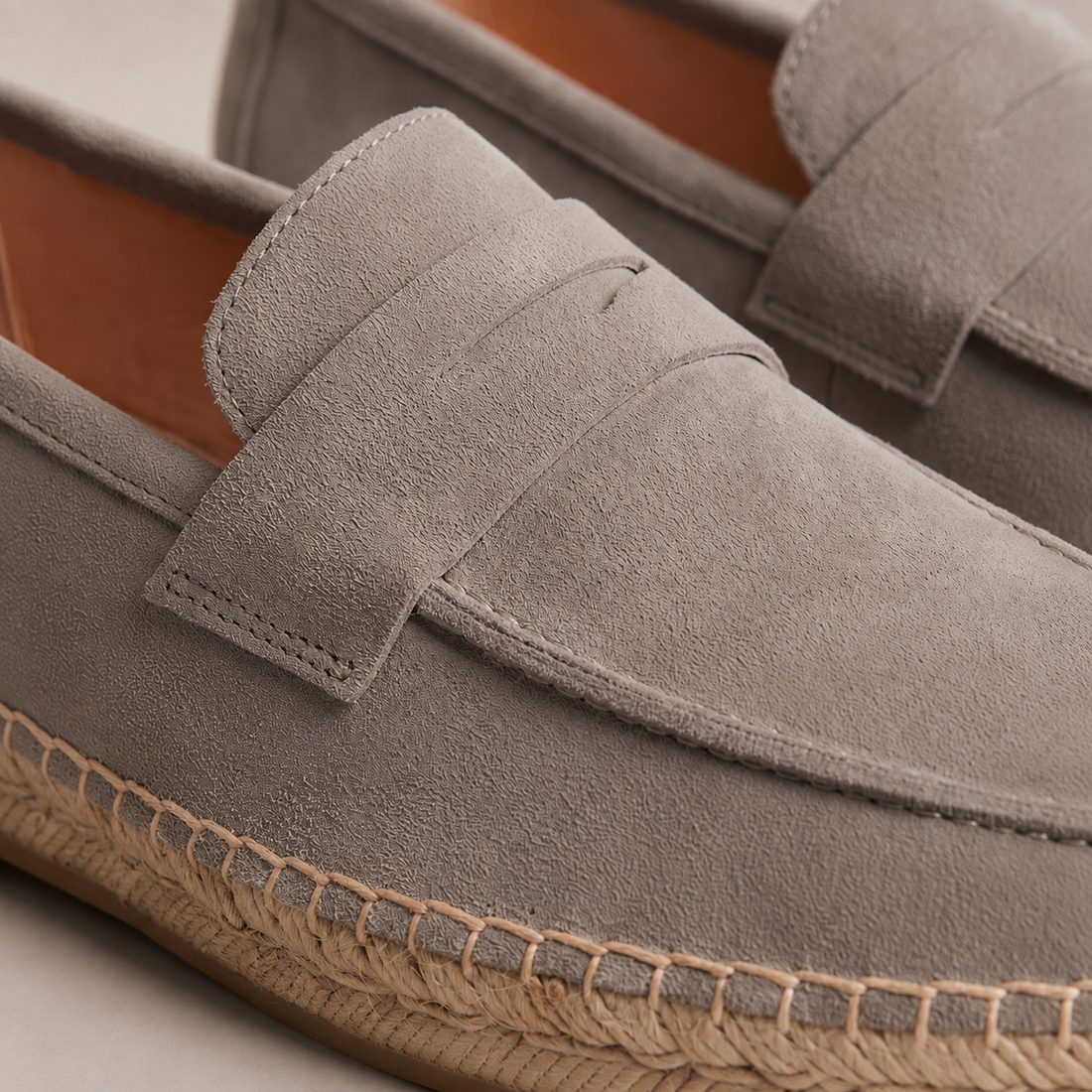 Men's Suede Penny Espadrille Loafers