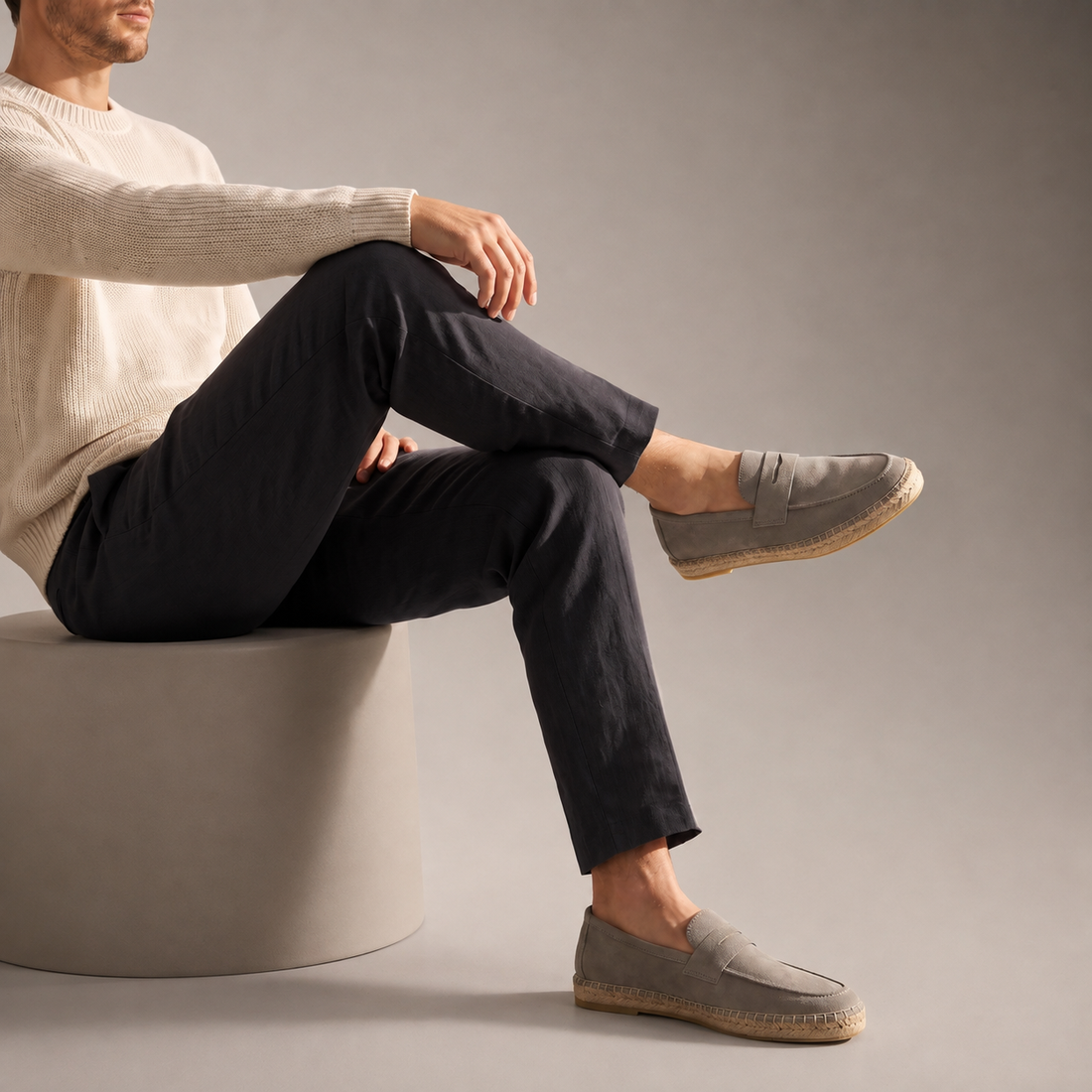 Men's Suede Penny Espadrille Loafers