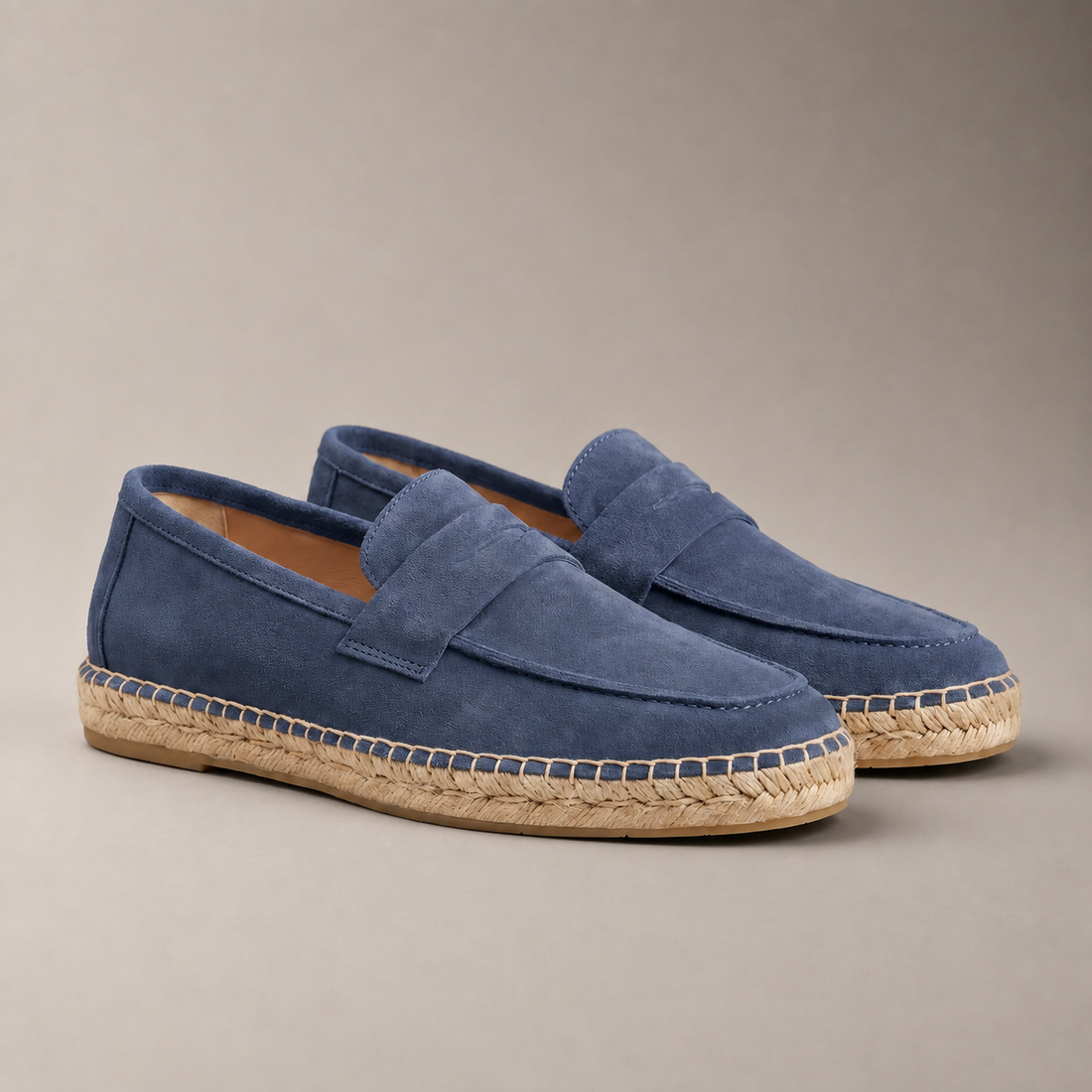 Men's Suede Penny Espadrille Loafers