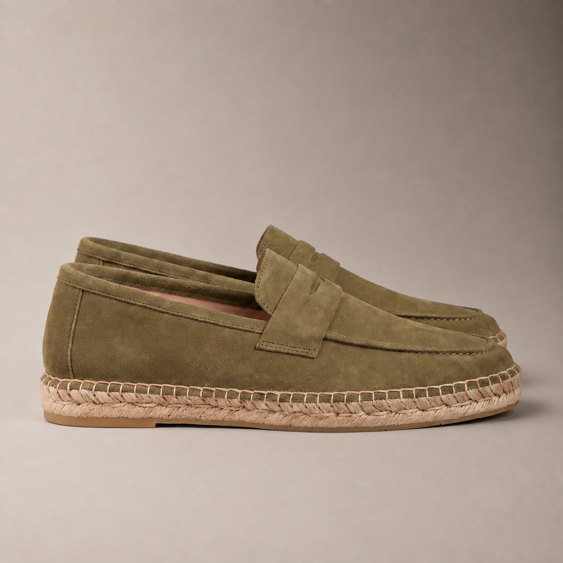 Men's Suede Penny Espadrille Loafers