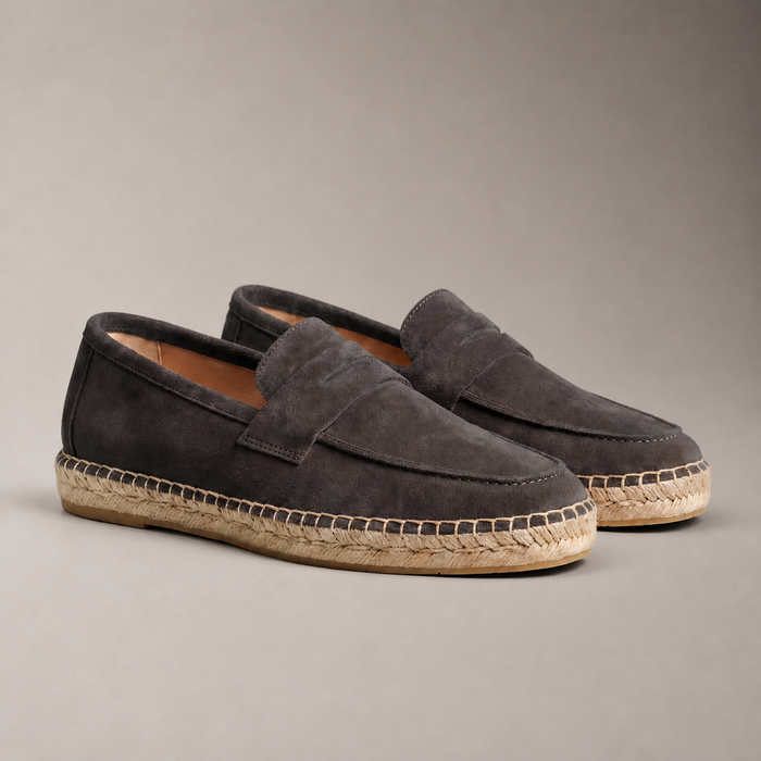 Men's Suede Penny Espadrille Loafers
