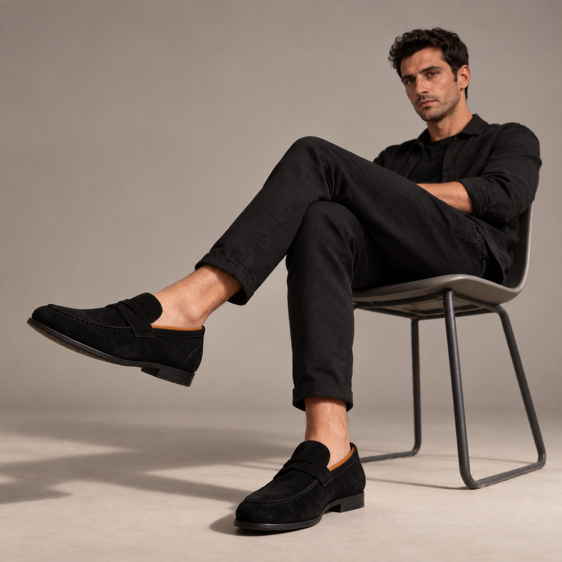 Men's Suede Penny Loafers