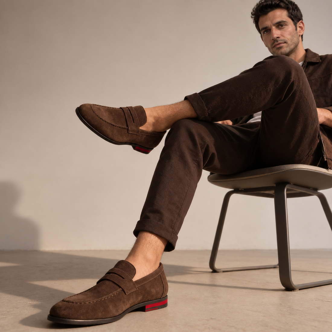 Men's Suede Penny Loafers