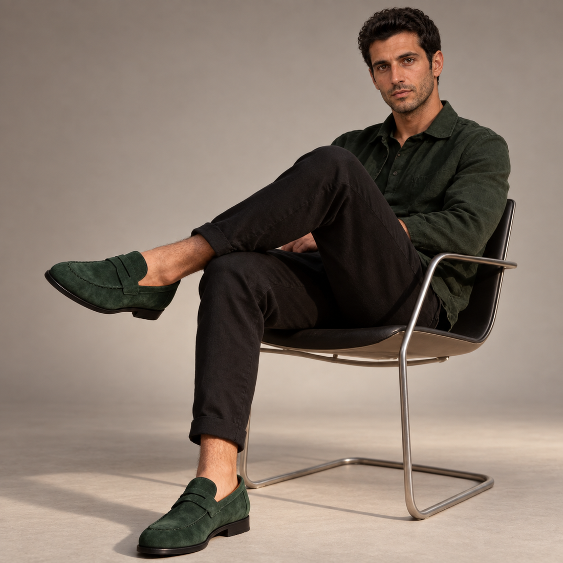 Men's Suede Penny Loafers