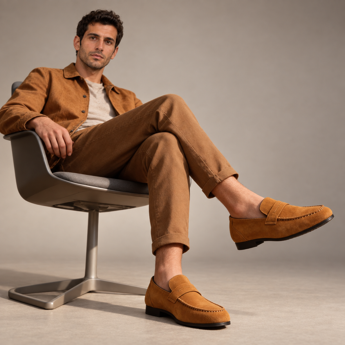 Men's Suede Penny Loafers