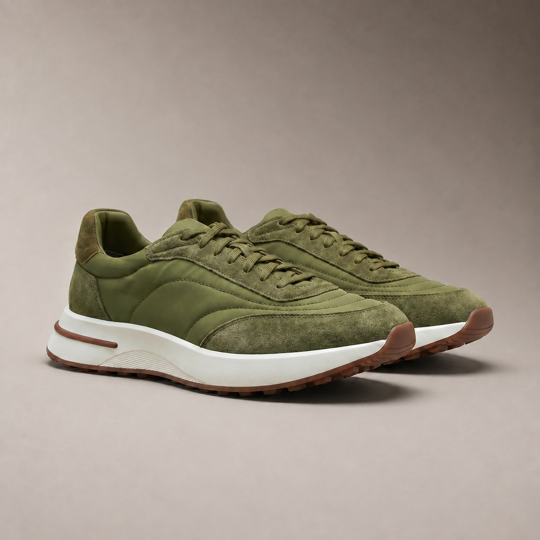 Men's Suede and Nylon Panel Trainers