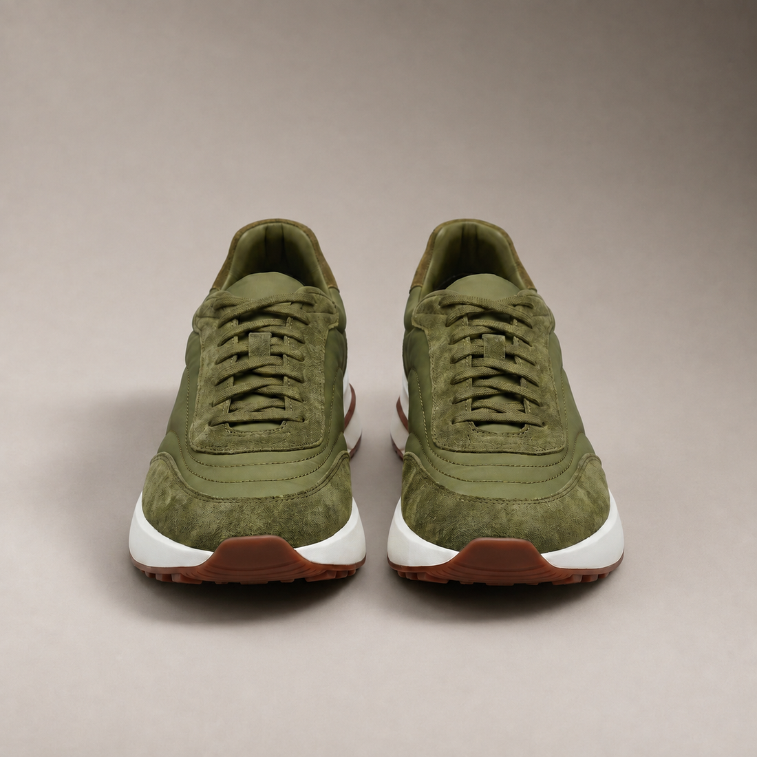 Men's Suede and Nylon Panel Trainers
