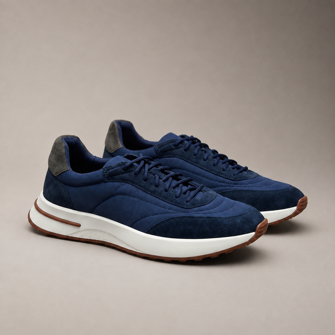 Men's Suede and Nylon Panel Trainers