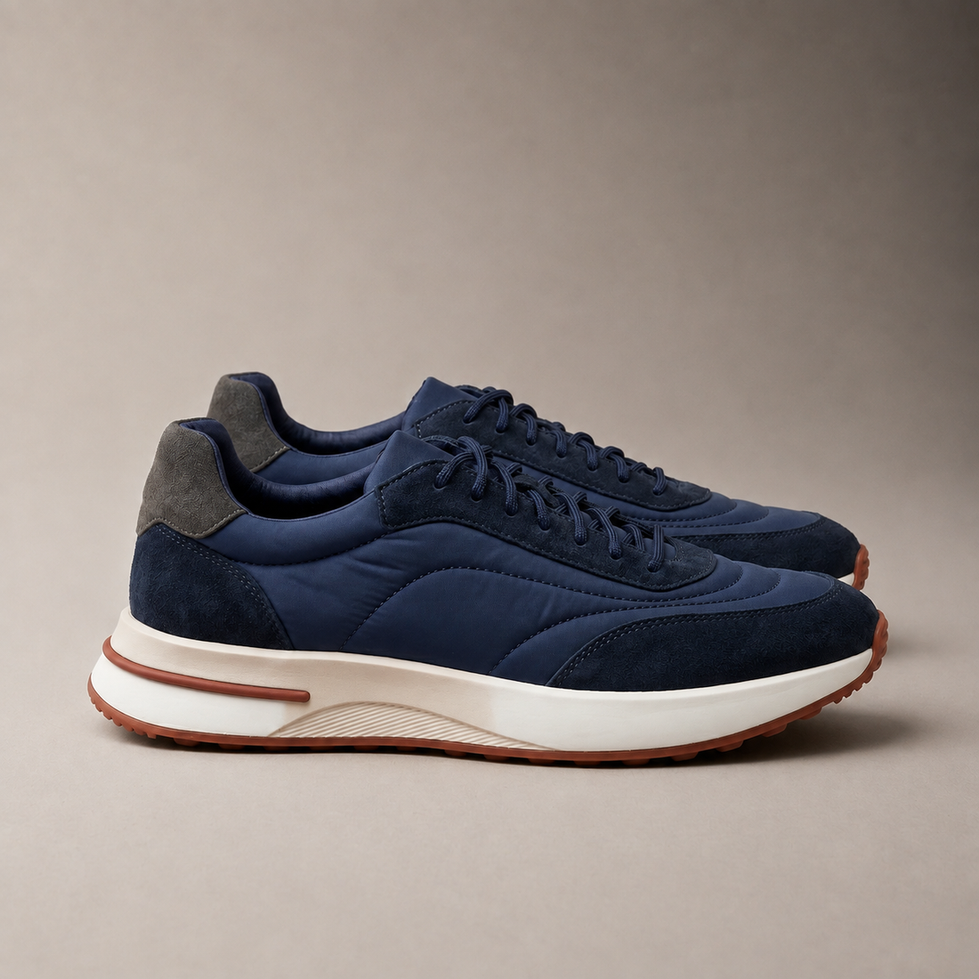Men's Suede and Nylon Panel Trainers