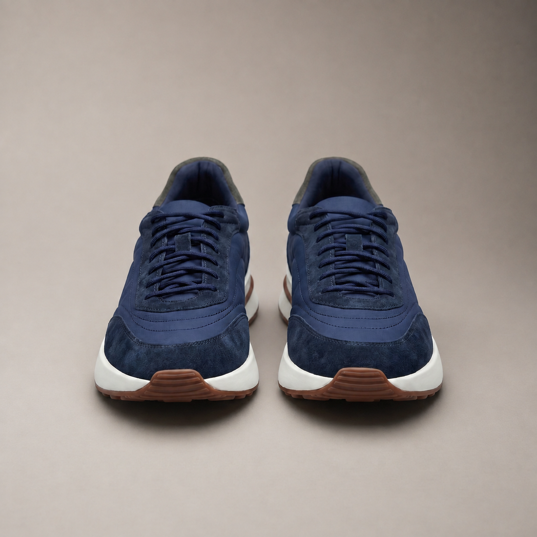 Men's Suede and Nylon Panel Trainers