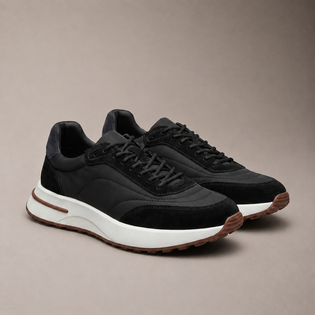 Men's Suede and Nylon Panel Trainers