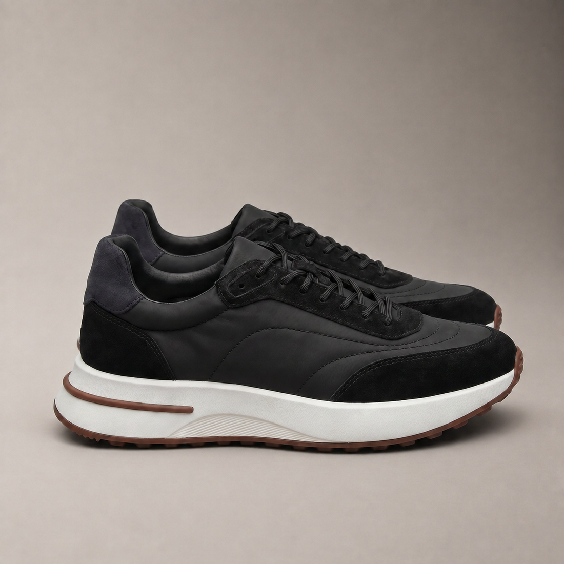 Men's Suede and Nylon Panel Trainers