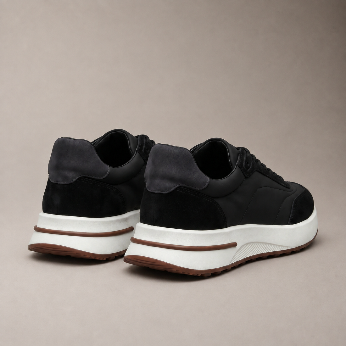 Men's Suede and Nylon Panel Trainers