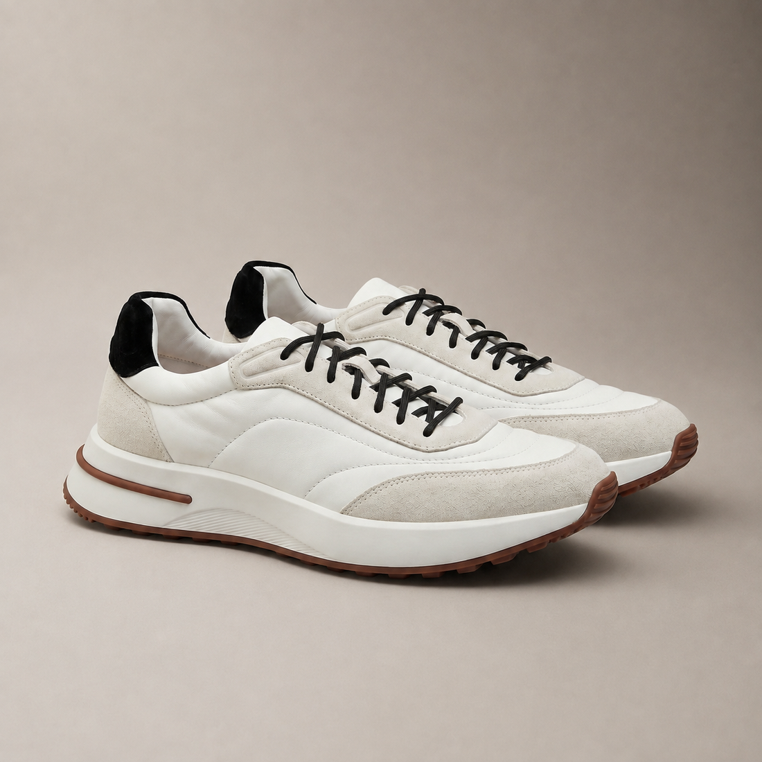 Men's Suede and Nylon Panel Trainers