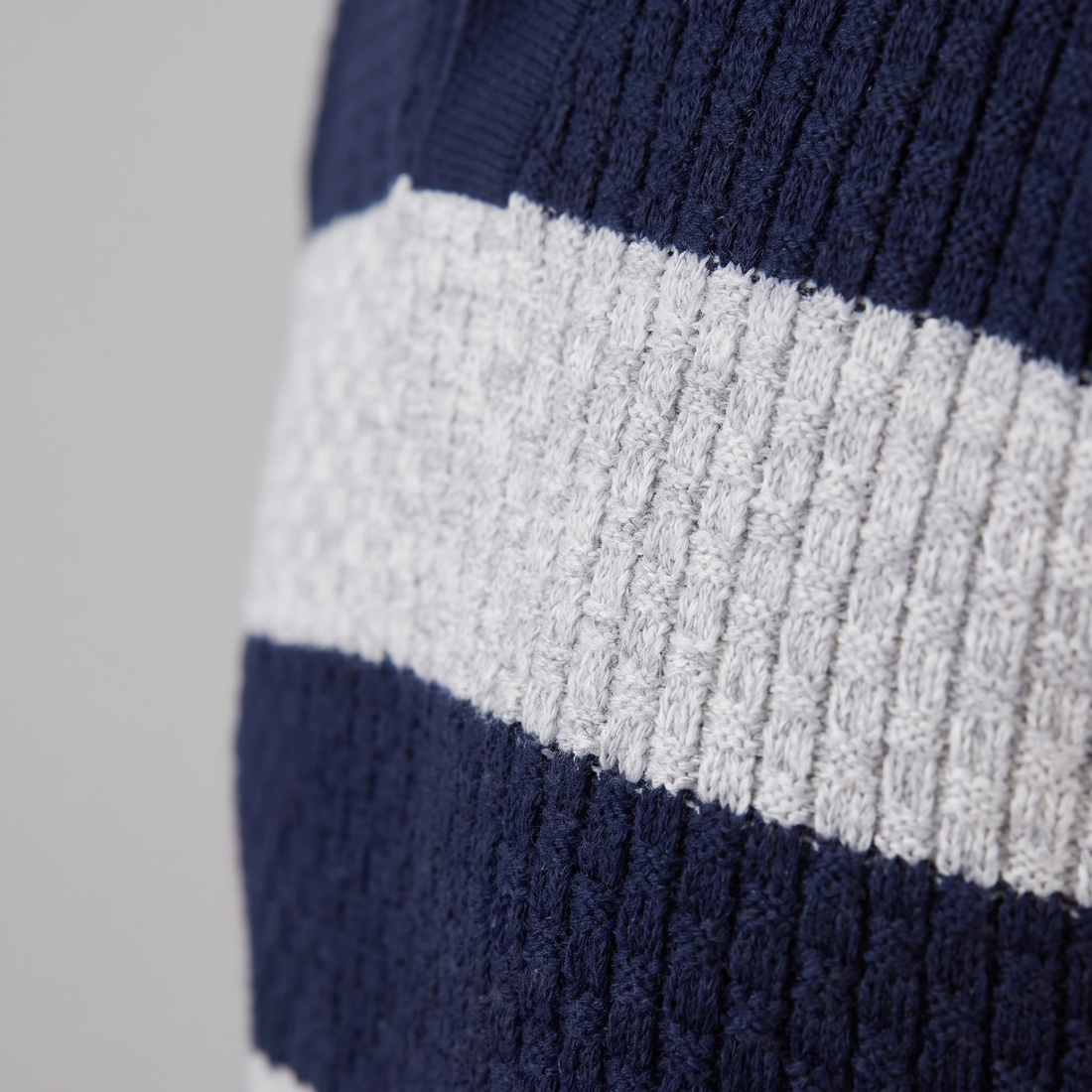 Men’s Textured Crochet Knit Polo Shirt