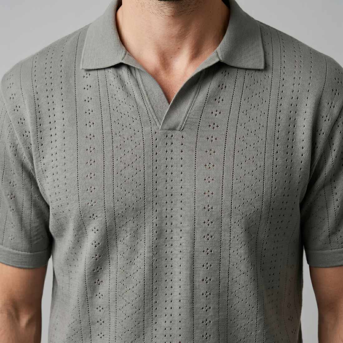 Men's Textured Knit Polo Shirt