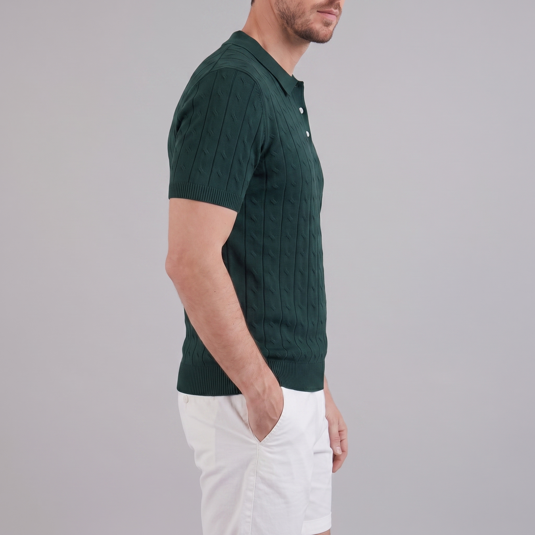 Men's Textured Knit Polo Shirt