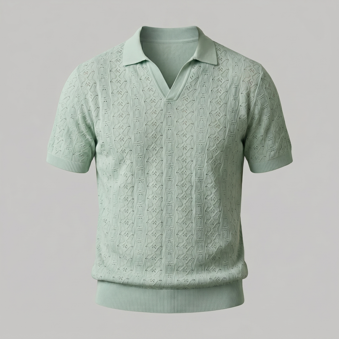 Men's Textured Knit Polo Shirt