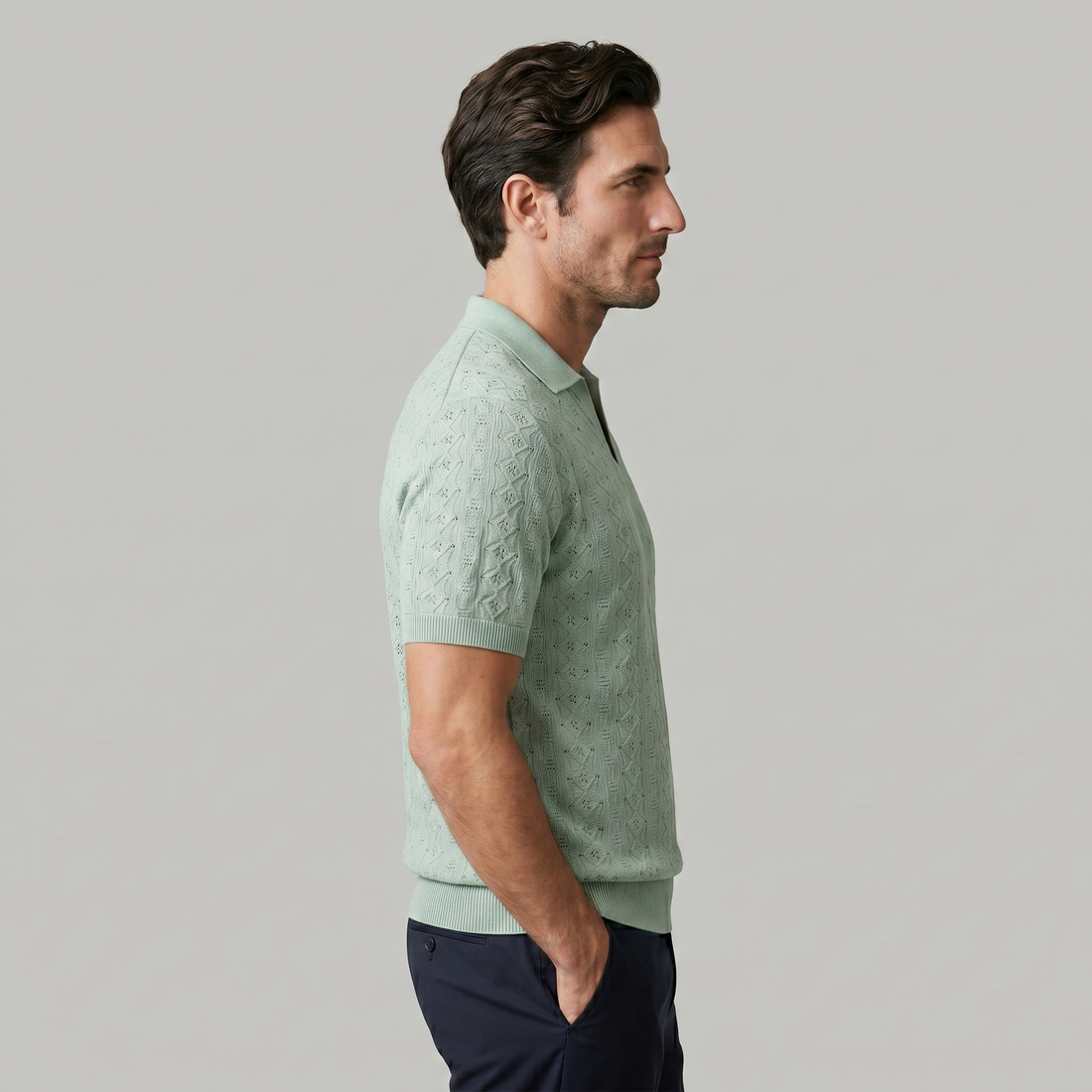 Men's Textured Knit Polo Shirt