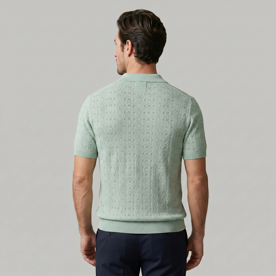 Men's Textured Knit Polo Shirt