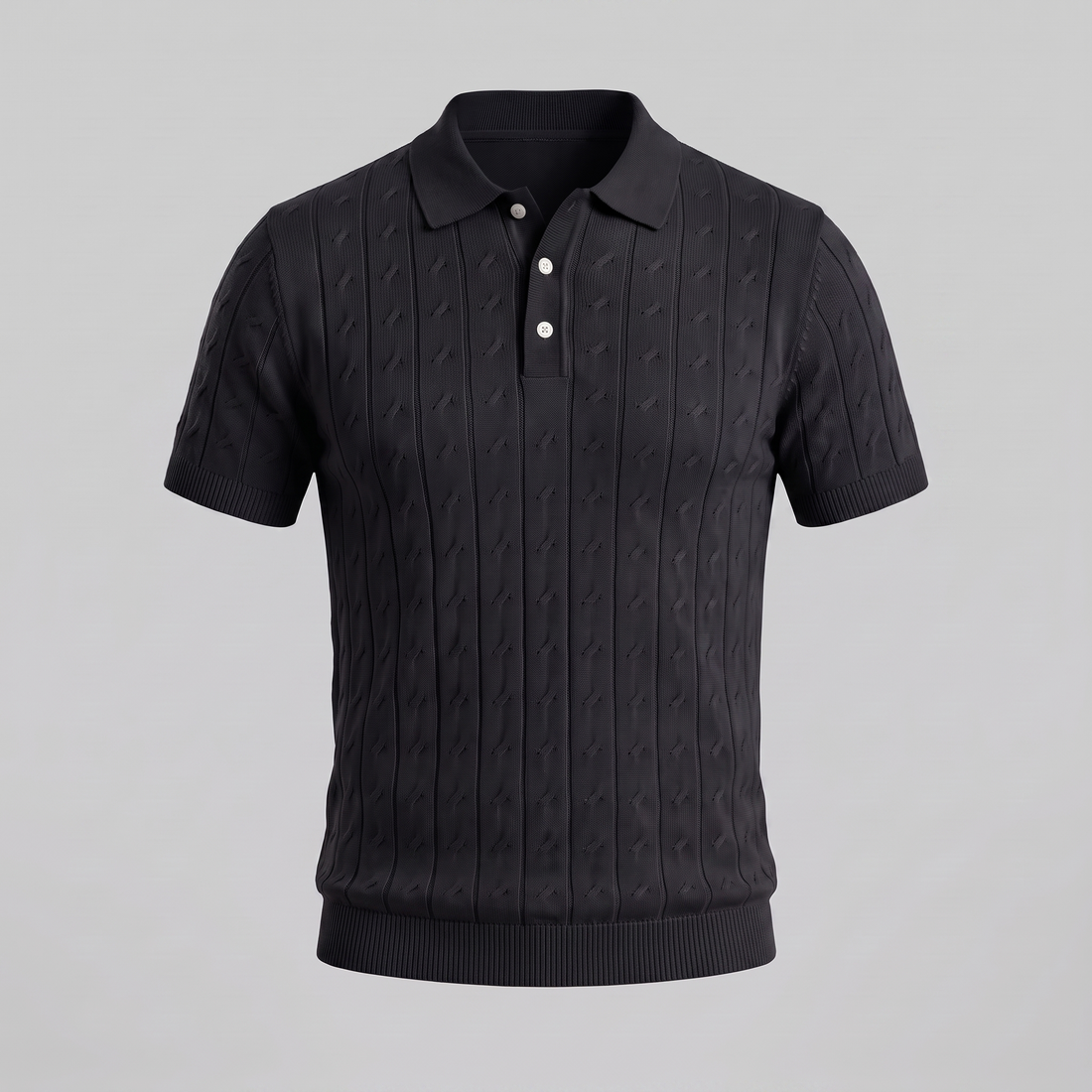 Men's Textured Knit Polo Shirt