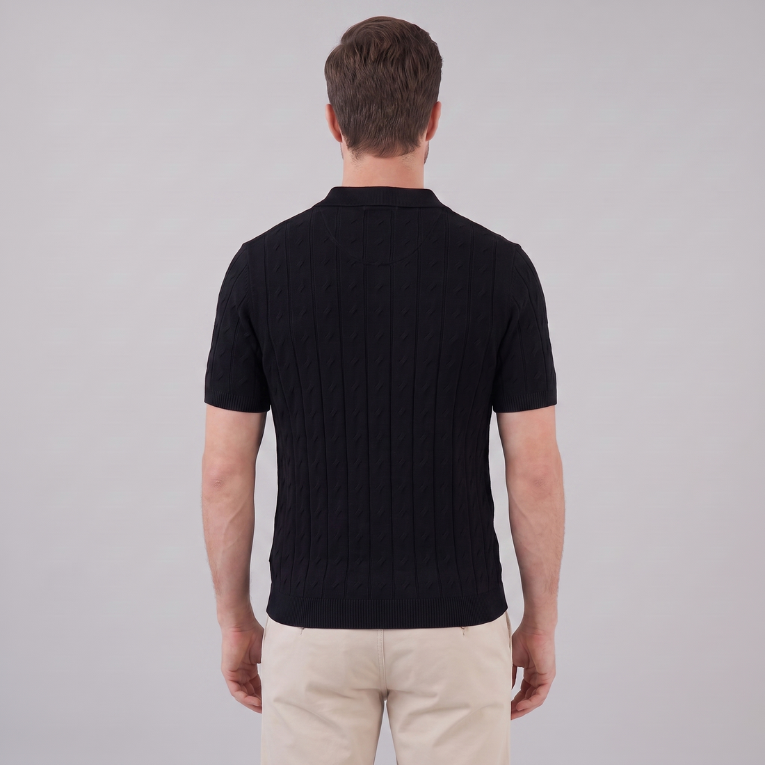 Men's Textured Knit Polo Shirt