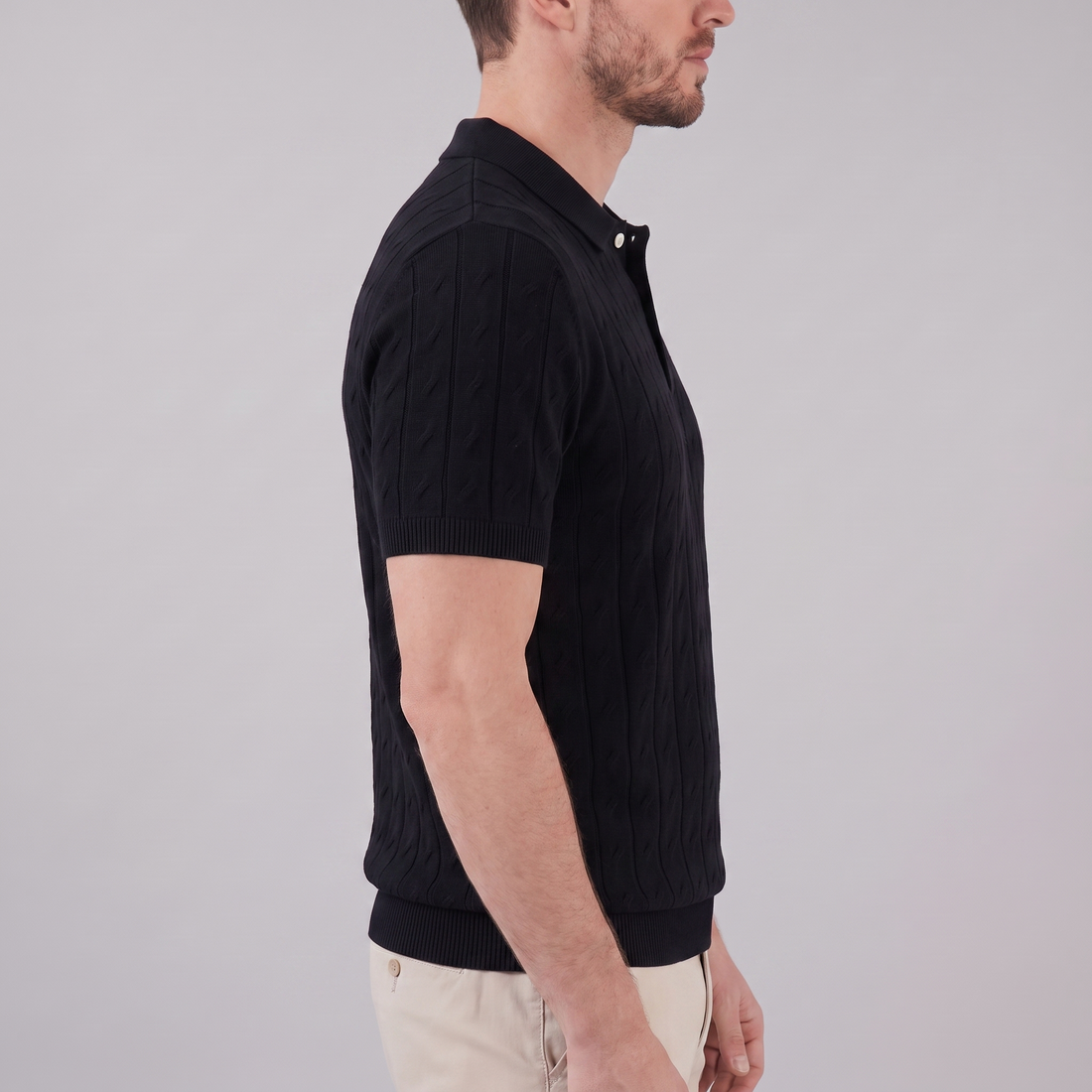 Men's Textured Knit Polo Shirt