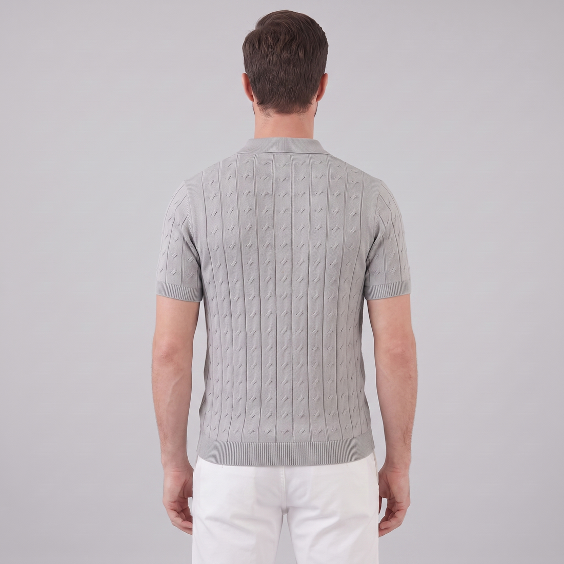 Men's Textured Knit Polo Shirt