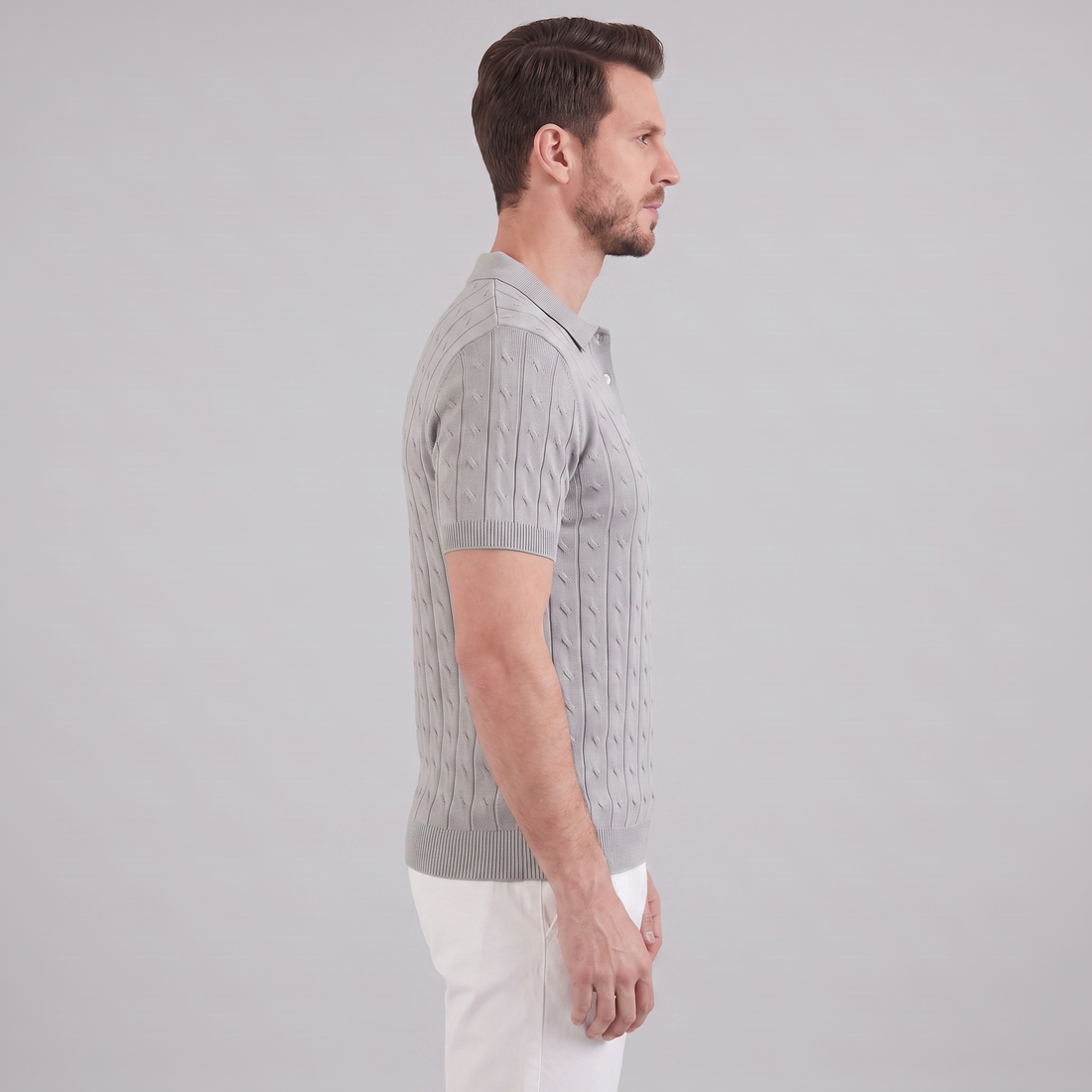 Men's Textured Knit Polo Shirt