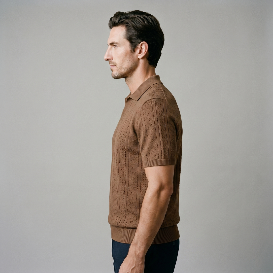 Men's Textured Knit Polo Shirt