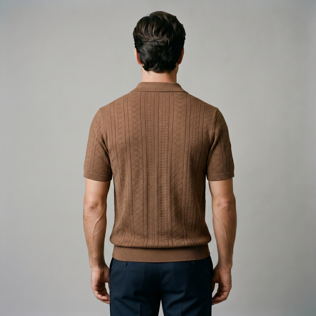 Men's Textured Knit Polo Shirt