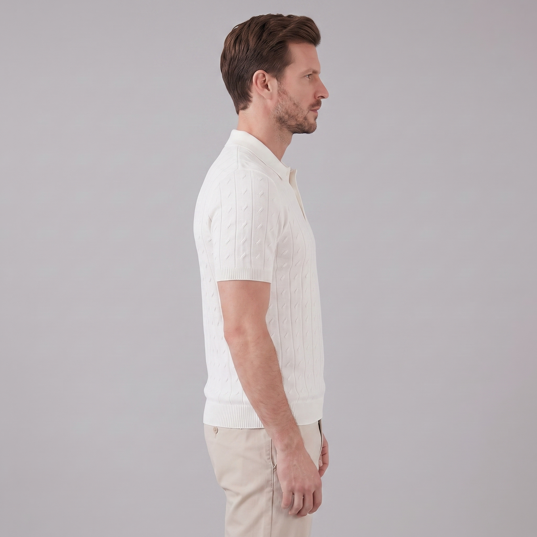 Men's Textured Knit Polo Shirt