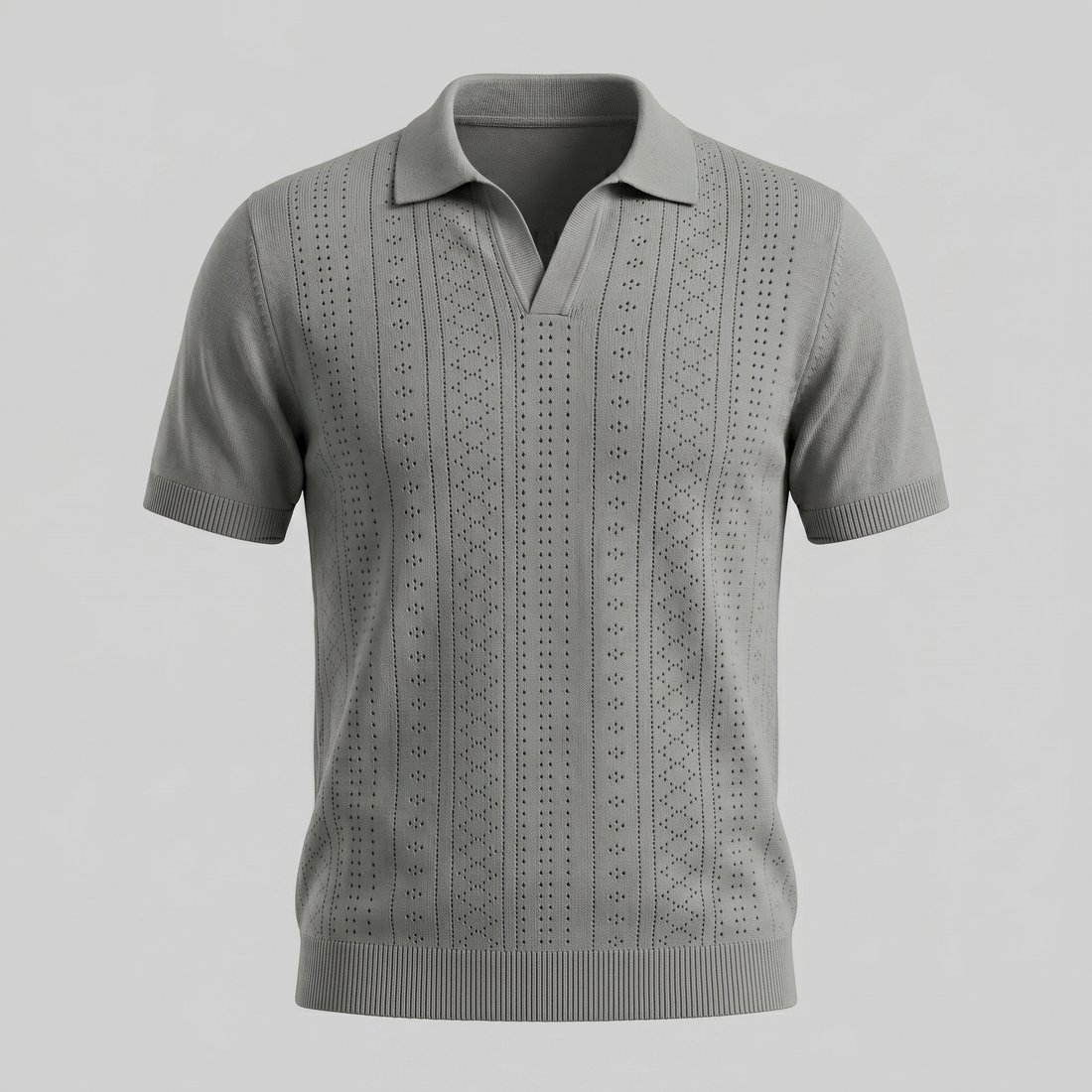 Men's Textured Knit Polo Shirt