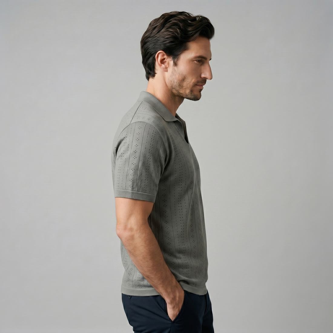Men's Textured Knit Polo Shirt