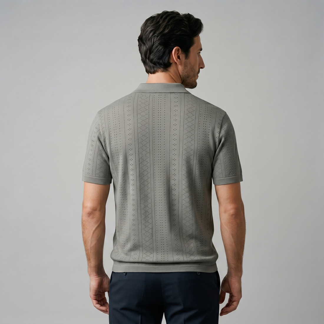 Men's Textured Knit Polo Shirt